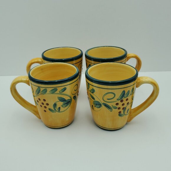 Whole Home French Country Berries En Provence Mugs Embossed Berries Green Leaves - Picture 2 of 9